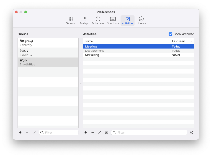Screenshot activity manager
